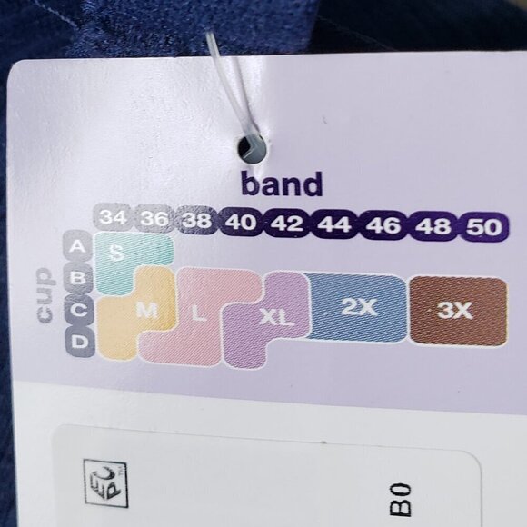 NWT - Hanes Cool Comfort Set of 2 Blue and Black Wire Free Bras - Size 2XL - Picture 3 of 4